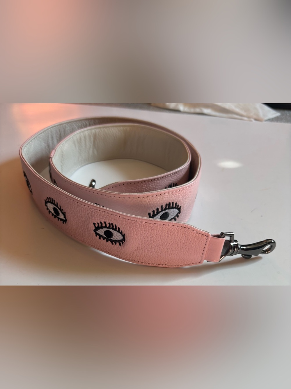 Min&Mon Leather Bag Strap - All Over Eyes Embroidery